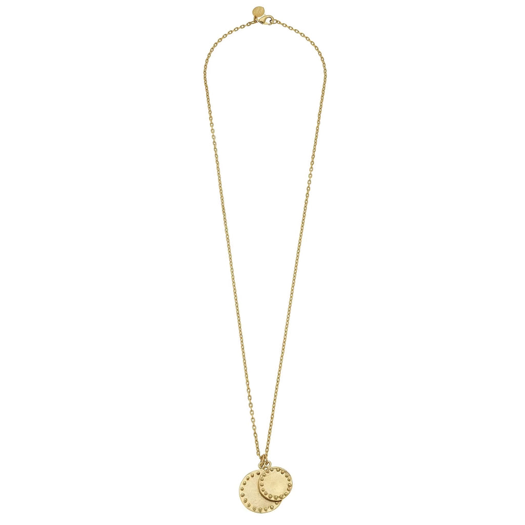 Gold Double Dotted Circle Necklace
