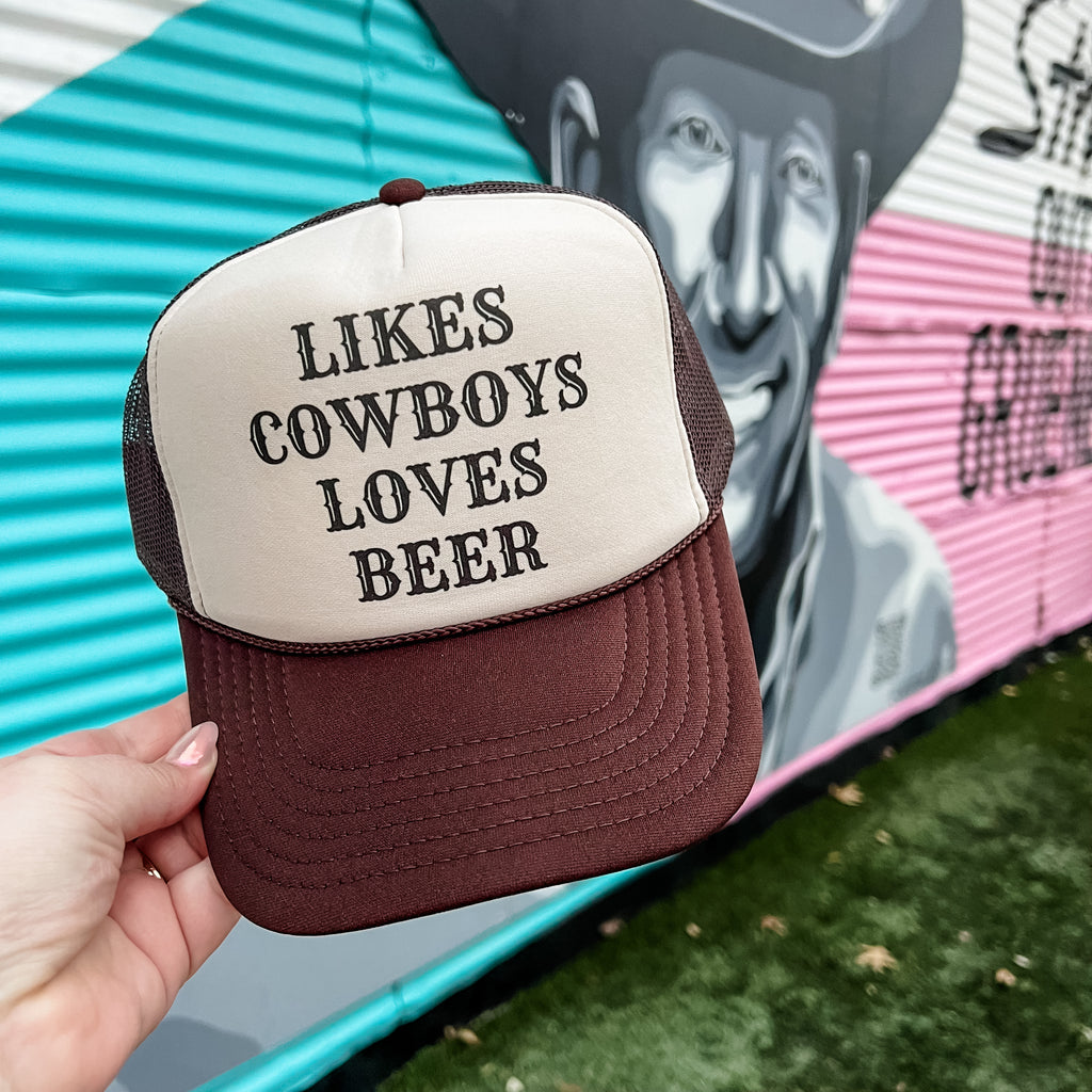 Likes Cowboys Loves Beer Trucker Cap (Multiple Color Options)
