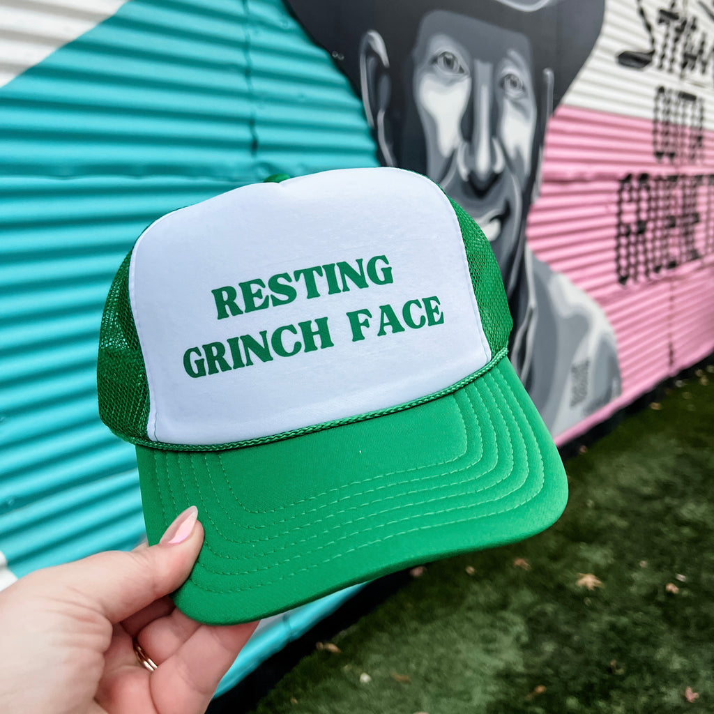 Resting Grinch Face Trucker Cap (Multiple Color Options)