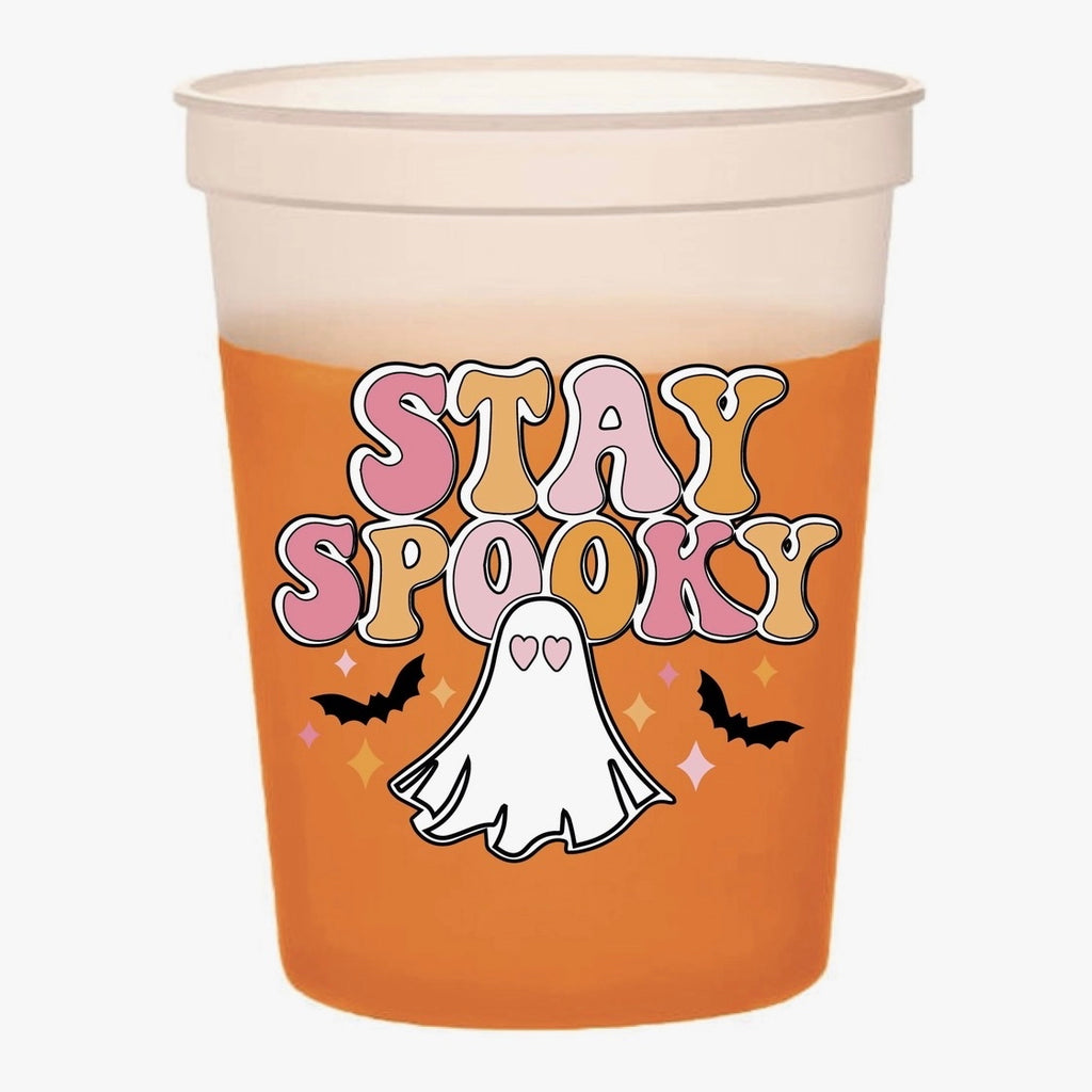 Stay Spooky Color Changing to Orange Reusable Stadium Cups (PACK OF 6)