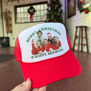 Merry Christmas & Happy Holidays Trucker Cap (Multiple Color Options)
