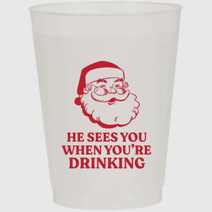 He Sees You When You’re Drinking Reusable Plastic Cups- PACK OF 10