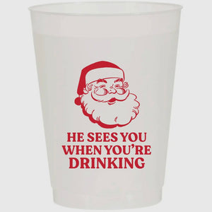 He Sees You When You’re Drinking Reusable Plastic Cups- PACK OF 10