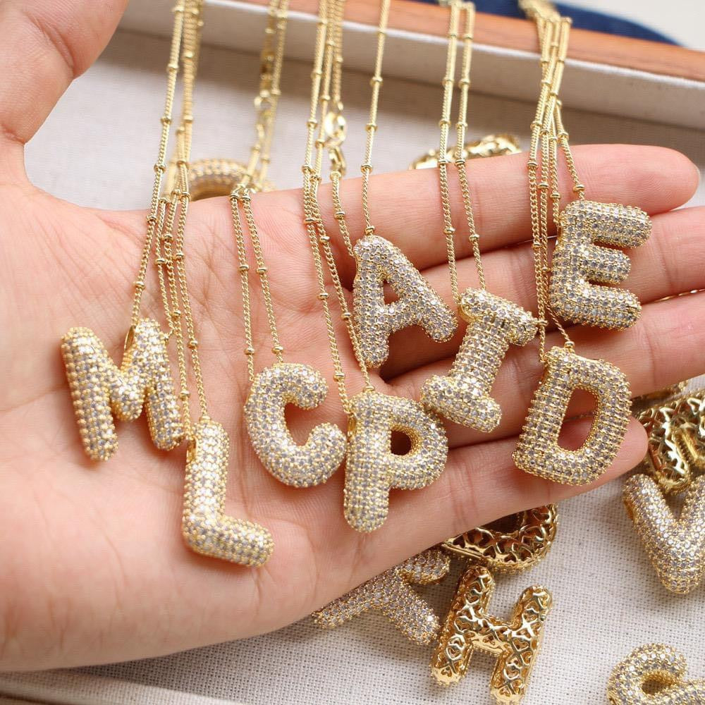 Bubble Letter Monogram Necklace | Anthropologie