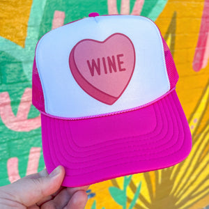 Wine Conversation Heart Trucker Cap (Multiple Color Options)