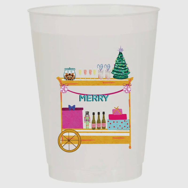 Christmas Bar Cart Reusable Plastic Cups- PACK OF 6