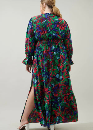 Tropical State Of Mind Leandra Ruffle Maxi Dress Curve