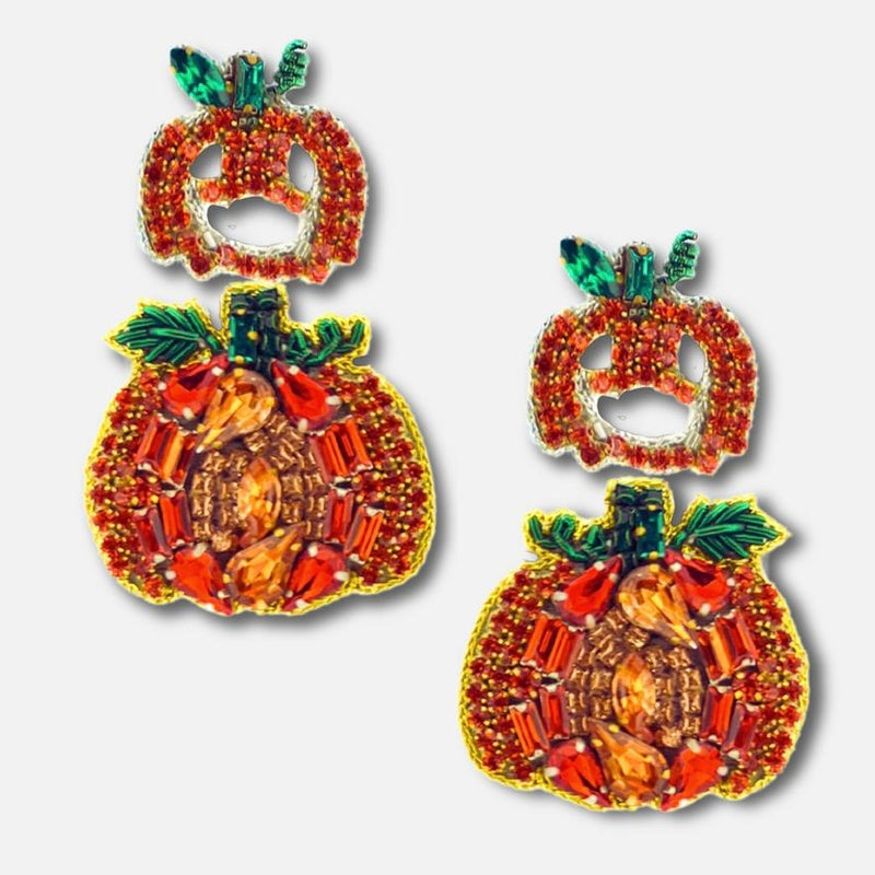 Jack-O-Lantern Beaded Earrings