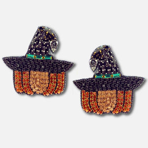 Witchy Pumpkin Beaded Earrings