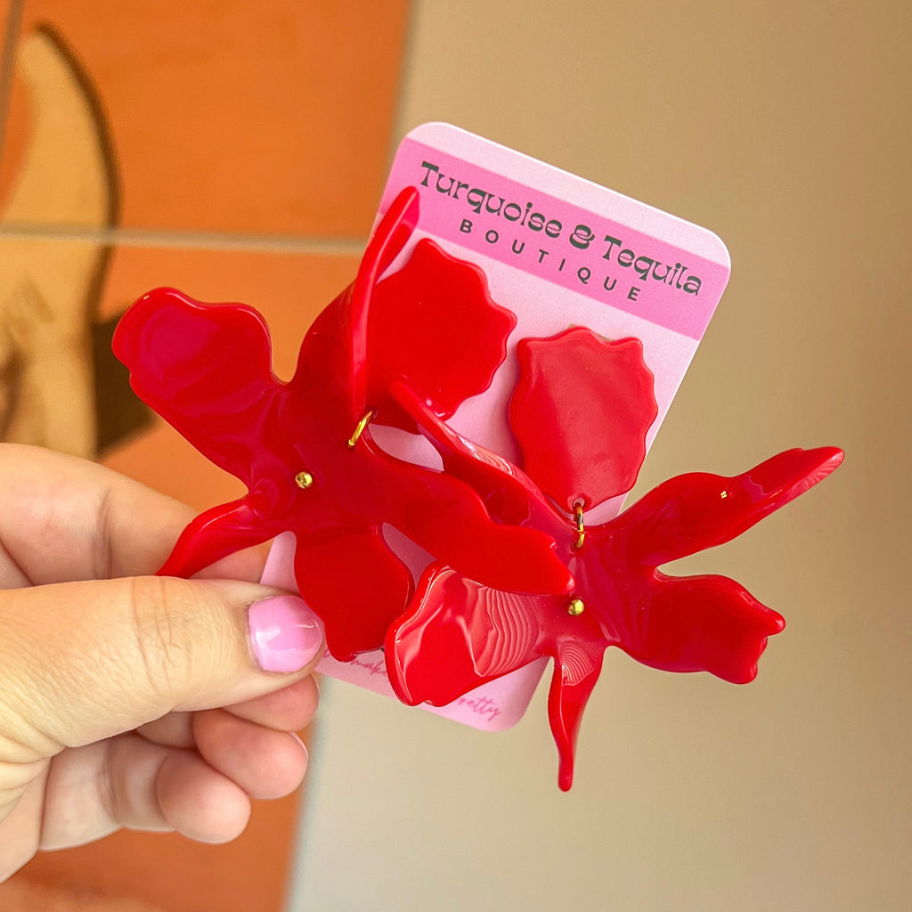 Flora Earrings - Red