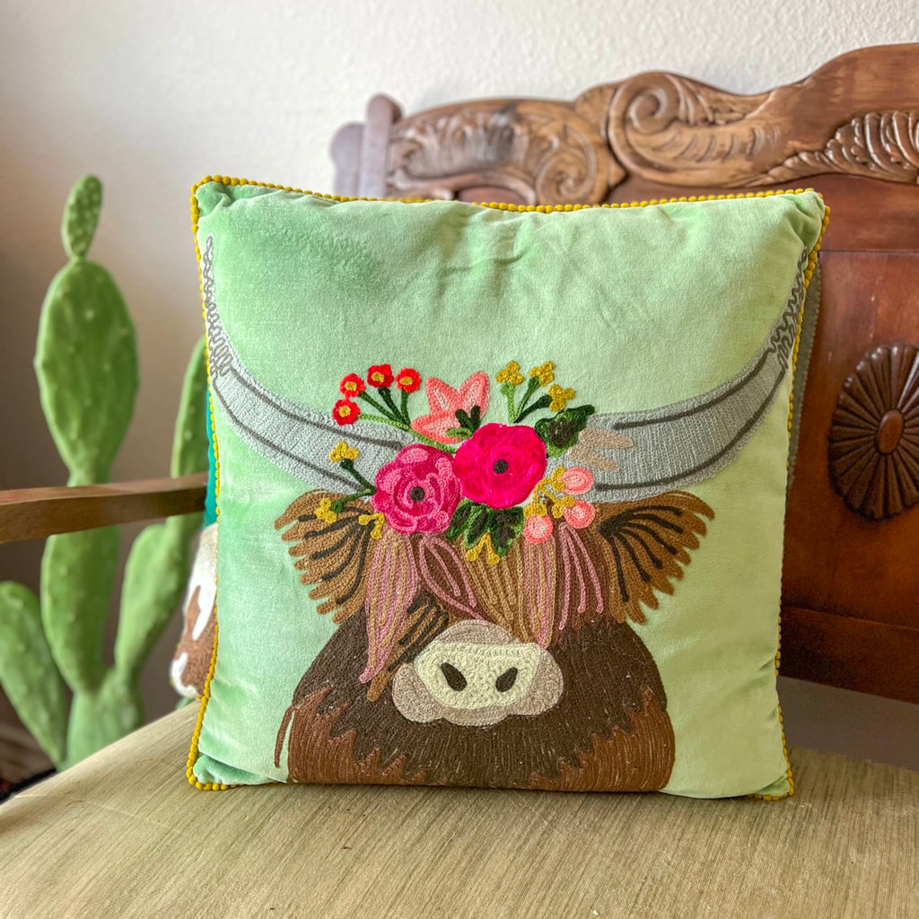 Highland Cow on Velvet Decorative Pillows