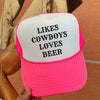 Likes Cowboys Loves Beer Trucker Cap (Multiple Color Options)
