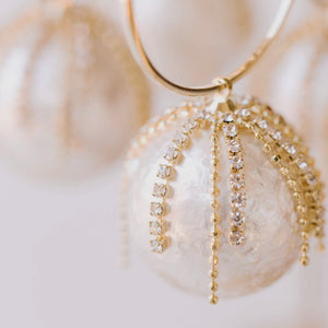 Diamond Fringe Pearl Hoops