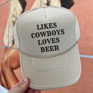 Likes Cowboys Loves Beer Trucker Cap (Multiple Color Options)