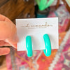 Turquoise Chunky Lucite Hoop Earrings