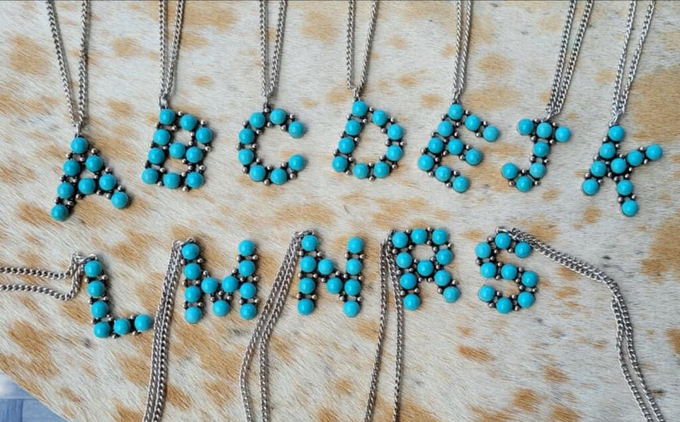 Turquoise sales letter necklace
