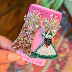 Oktoberfest Dirndl Dress and Lederhosen Earrings