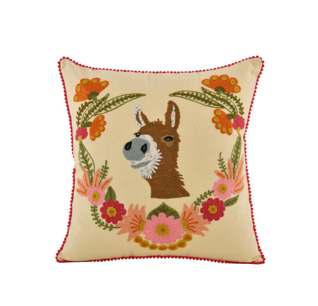 Donkey in Wreath Decorative Pillows