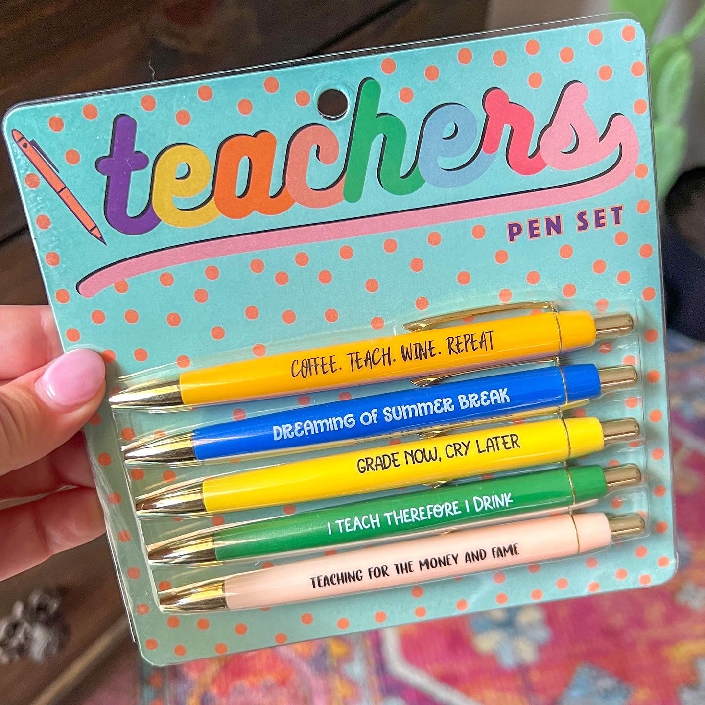 best teacher ever pen set in gift box {with colored ink!} – pretty