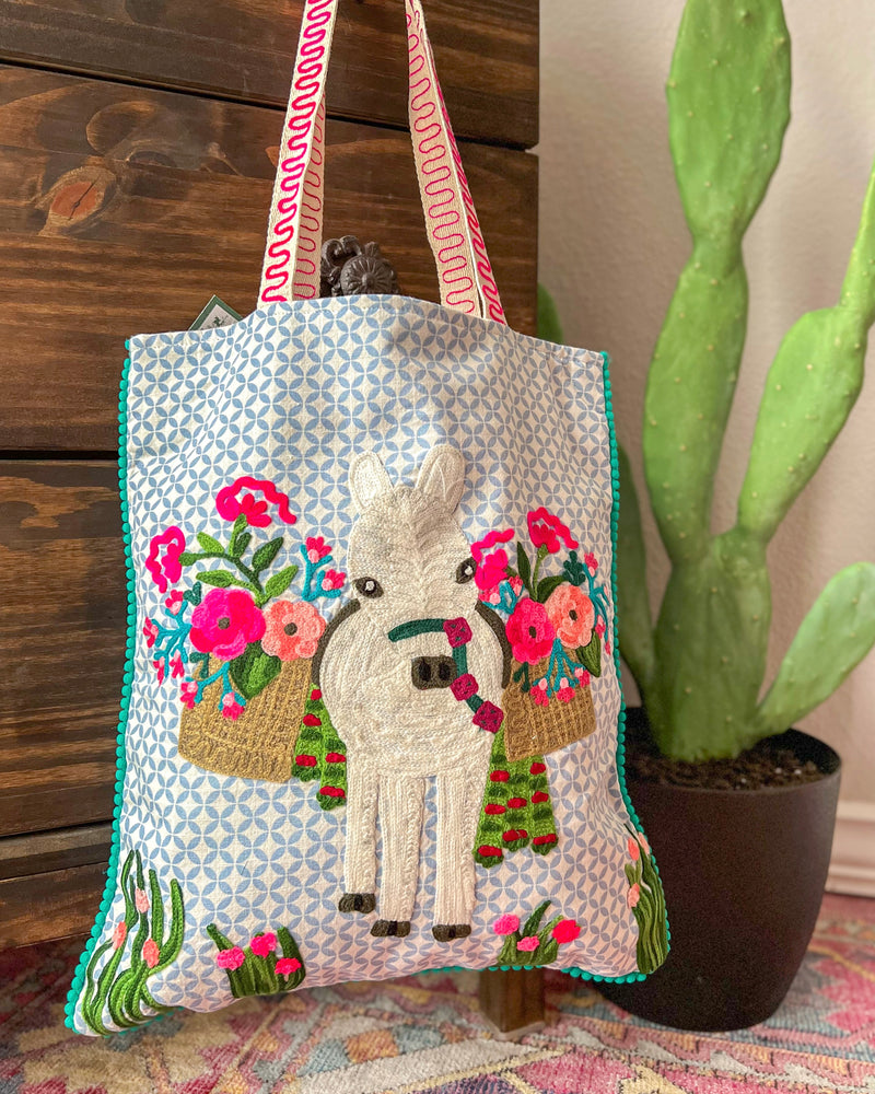 Donkey Embroidered Tote