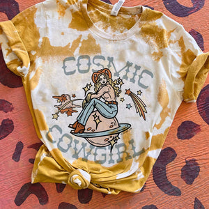 Cosmic Cowgirl Tee - Scrunch Bleach Mustard