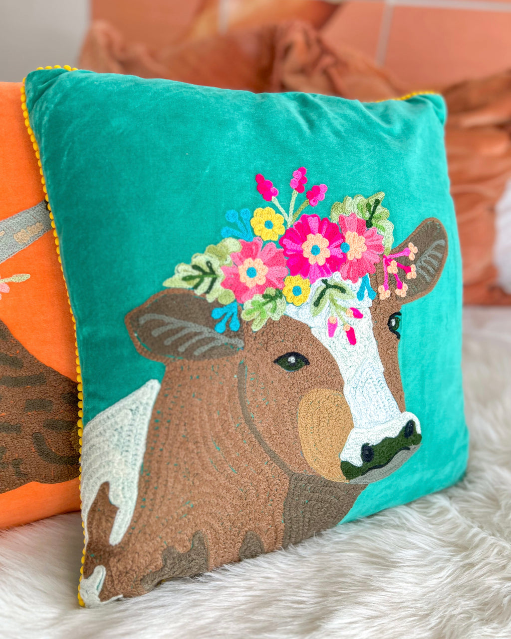 Cow on Velvet Decorative Pillows