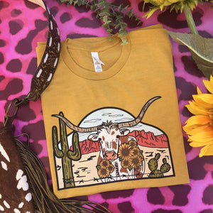 Laredo Longhorn Tee - Mustard