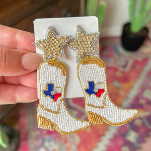 Deep In The Heart of Texas Cowboy Boot Earrings