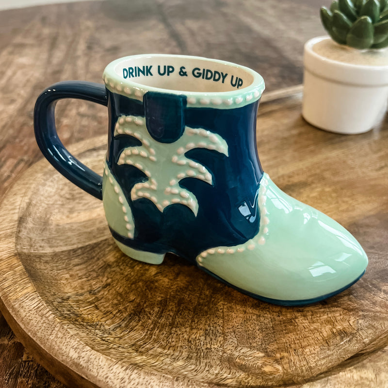 Boot Coffee Mugs – Turquoise and Tequila - Main Image