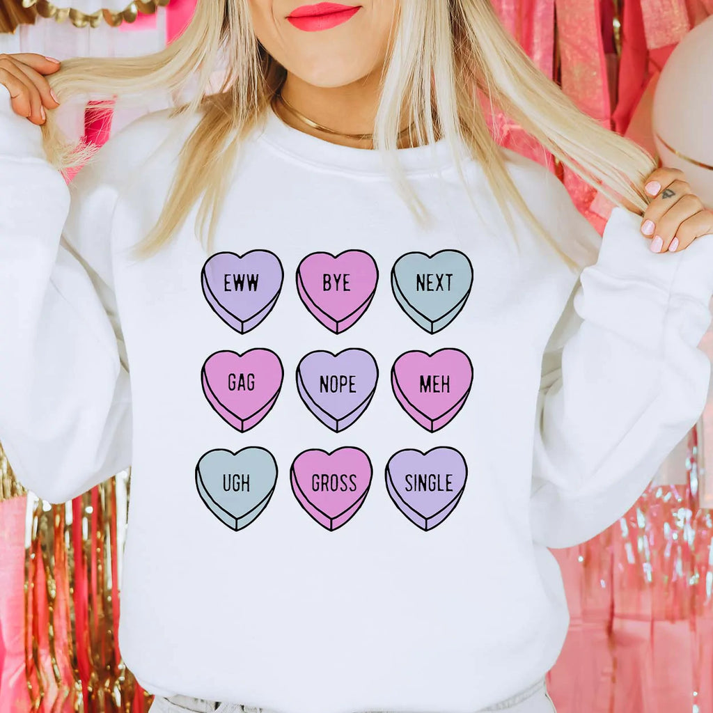 Anti-Valentine Candy Heart Sweatshirt