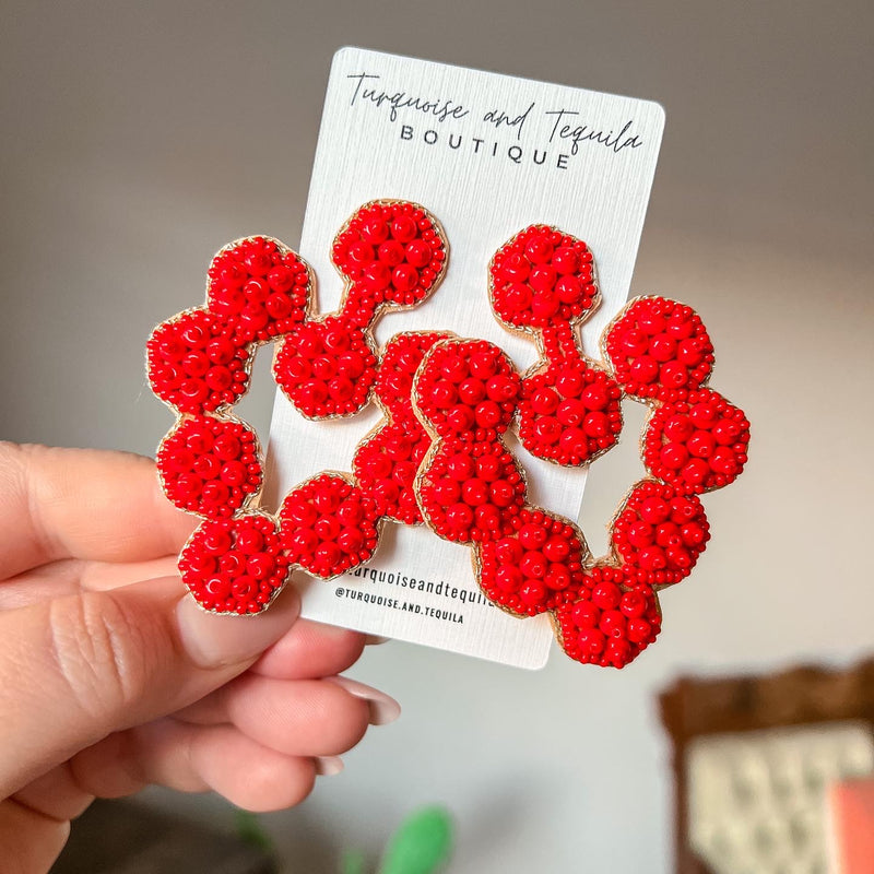 Beaded Heart Earrings