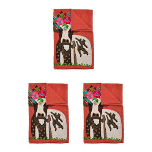 Cow Embroidered Decorative Tea Towel