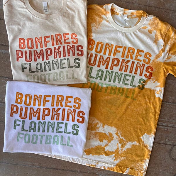 Bonfires, Pumpkins, Flannels, Football Tee