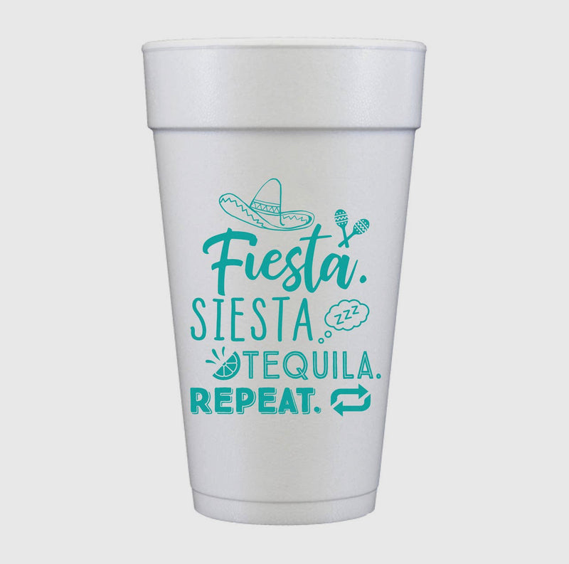 Fiesta Siesta Tequila Repeat Foam Cups (SET OF 10)