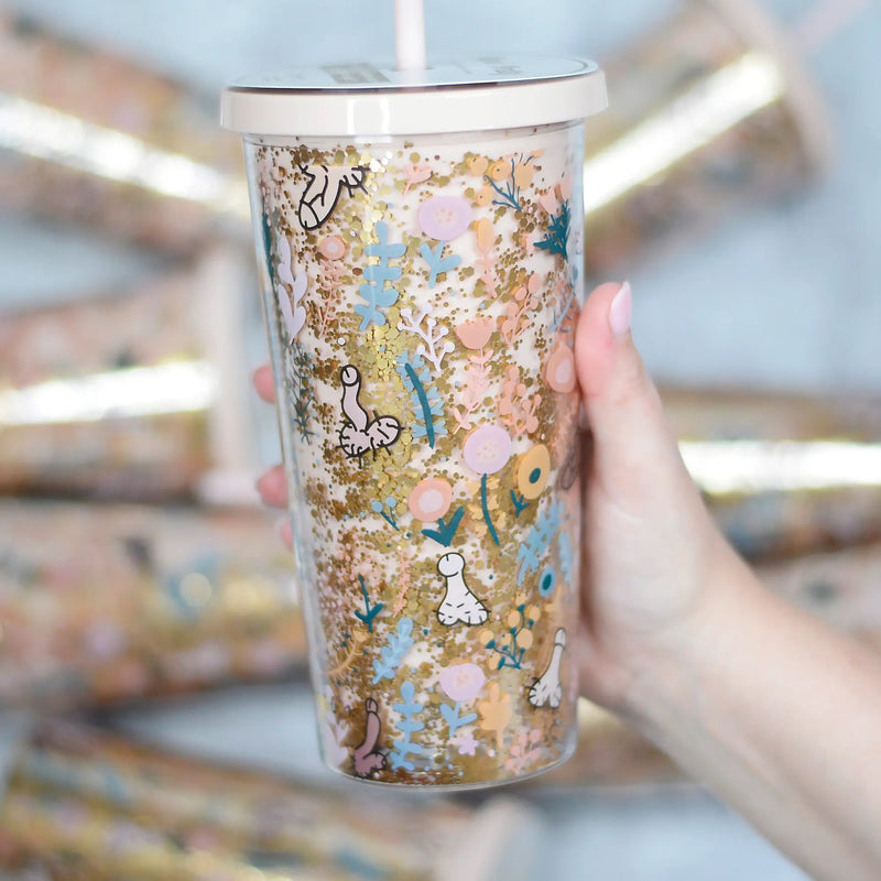 Pecker and Floral Glitter Tumbler