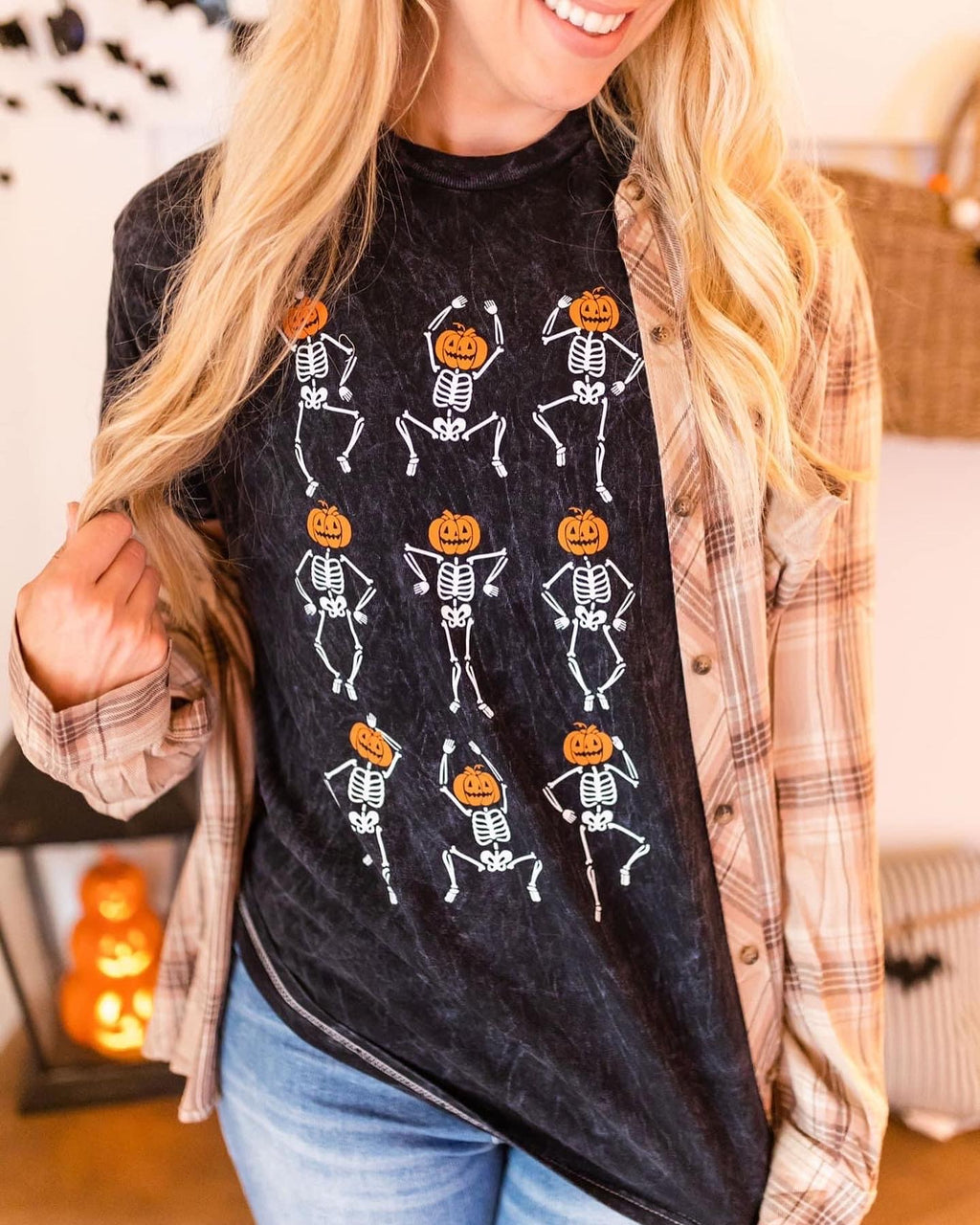 Pumpkin Head Dancing Skeleton Tee