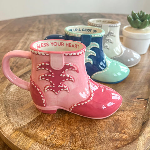 Boot Coffee Mugs – Turquoise and Tequila