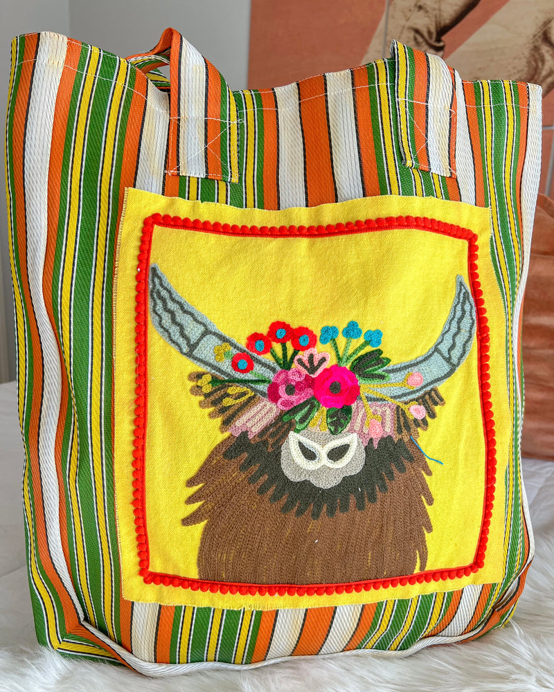 Embroidered Mesh Market Bag (Multiple Colors)