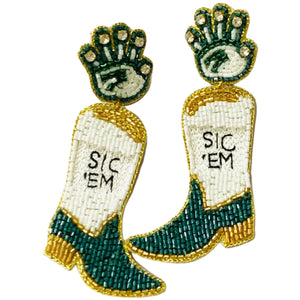 Game Day Baylor University Cowgirl Boot Earrings