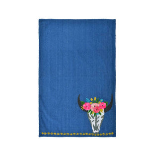Western Skull Embroidered Decorative Tea Towel