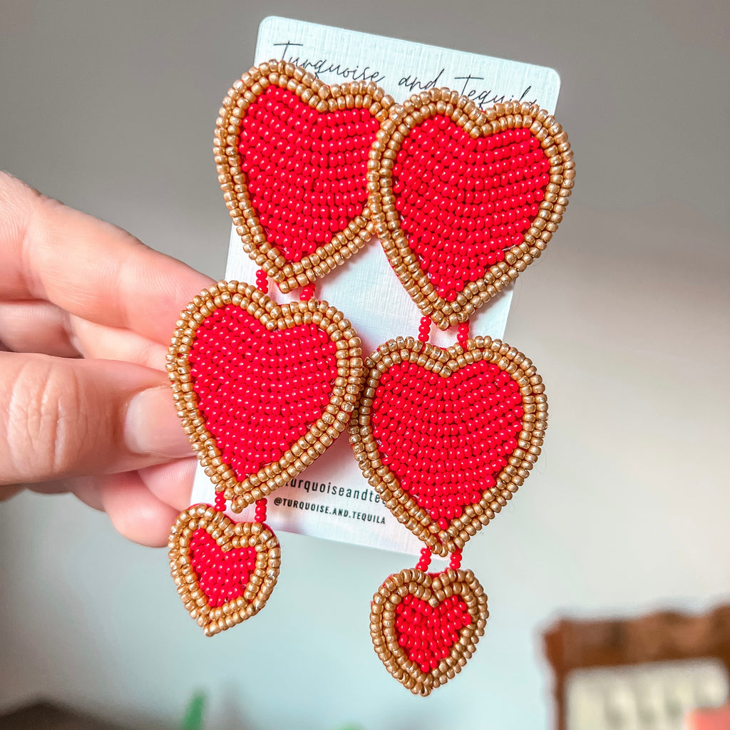 Triple Heart Earrings