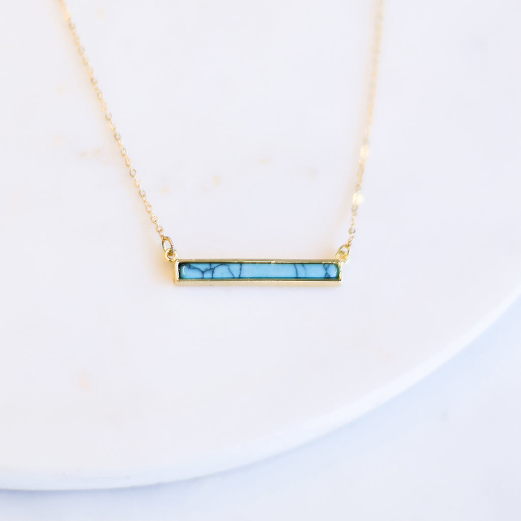 Siena Stone Bar Necklace in Turquoise