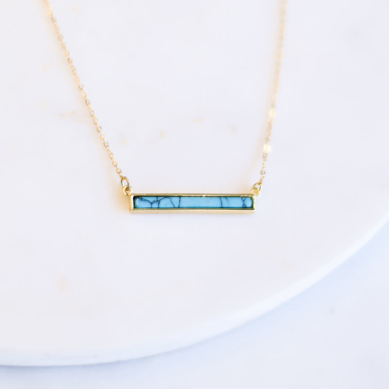 Siena Stone Bar Necklace in Turquoise