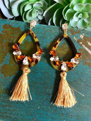 Jeweled Tassel Earrings (More Colors)
