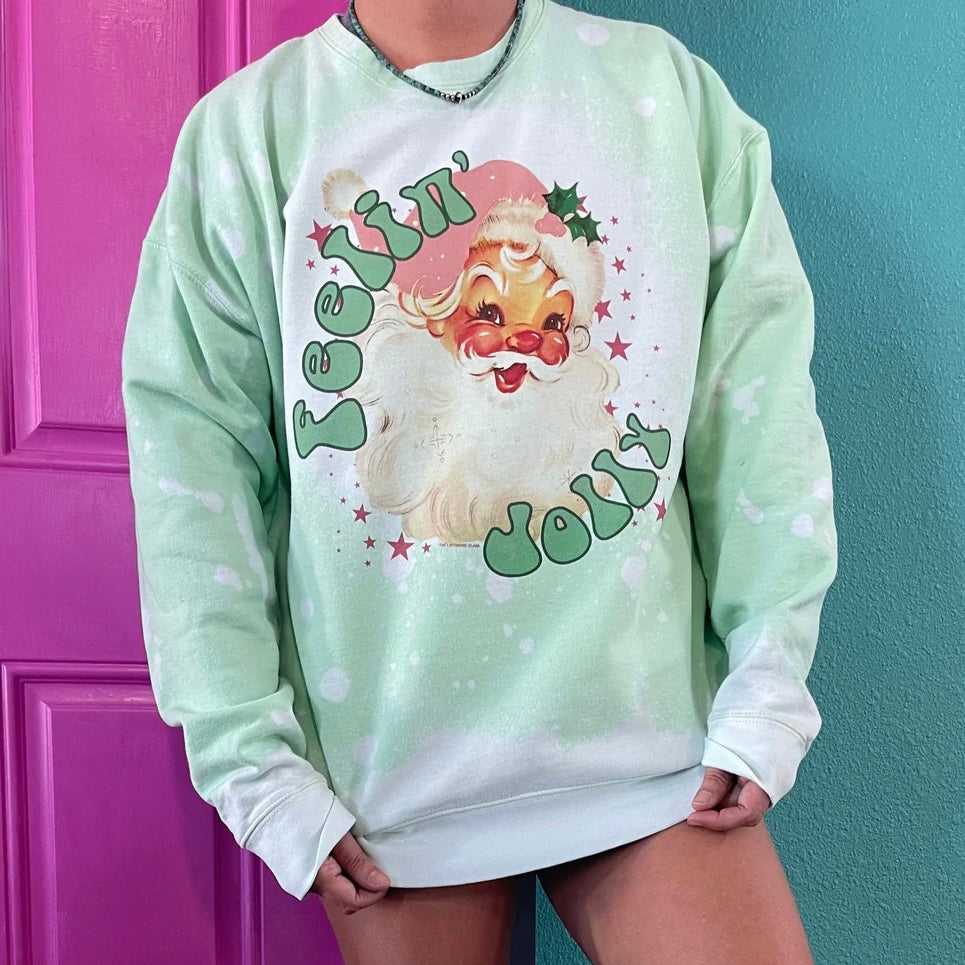 Feelin Jolly Sweatshirt Mint Turquoise and Tequila