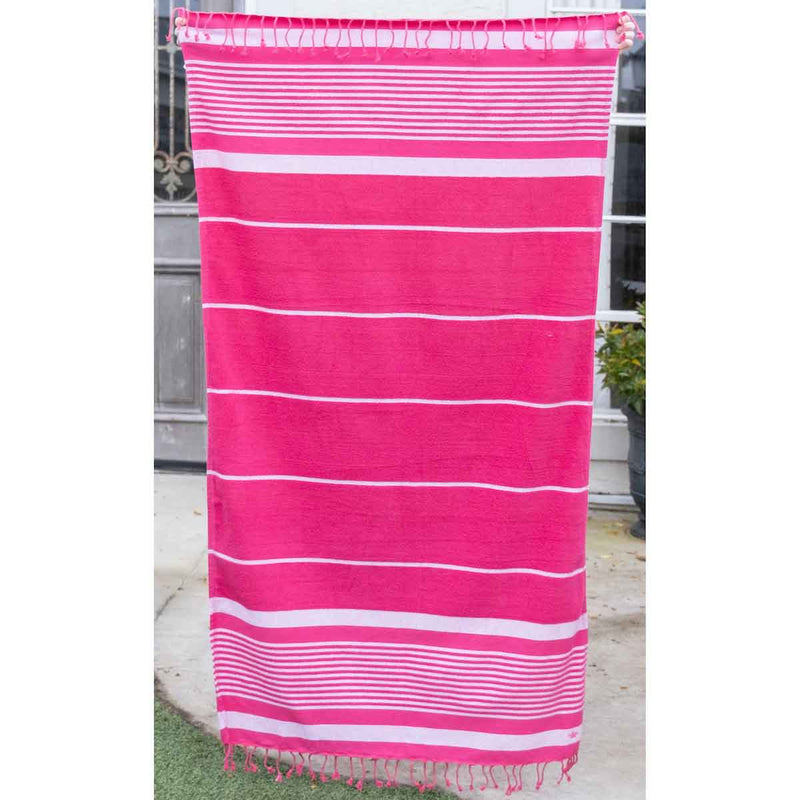 Bahama Stripe Beach Towel - Hot Pink