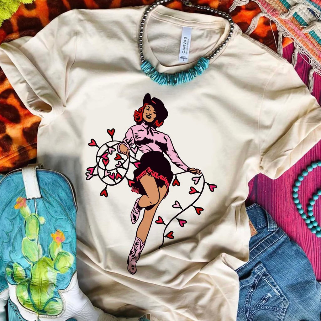 Cowgirl Valentine Tee - Multiple Colors