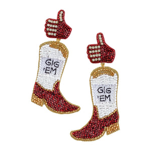 Game Day Gig ‘Em Cowboy Boot Earrings