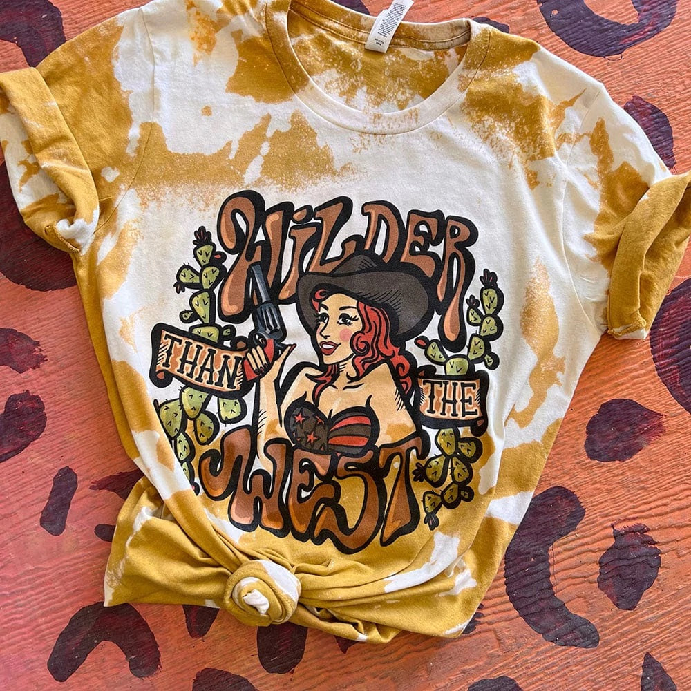 Wilder Than The West Tee - Bleached Mustard