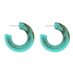 Turquoise Chunky Lucite Hoop Earrings